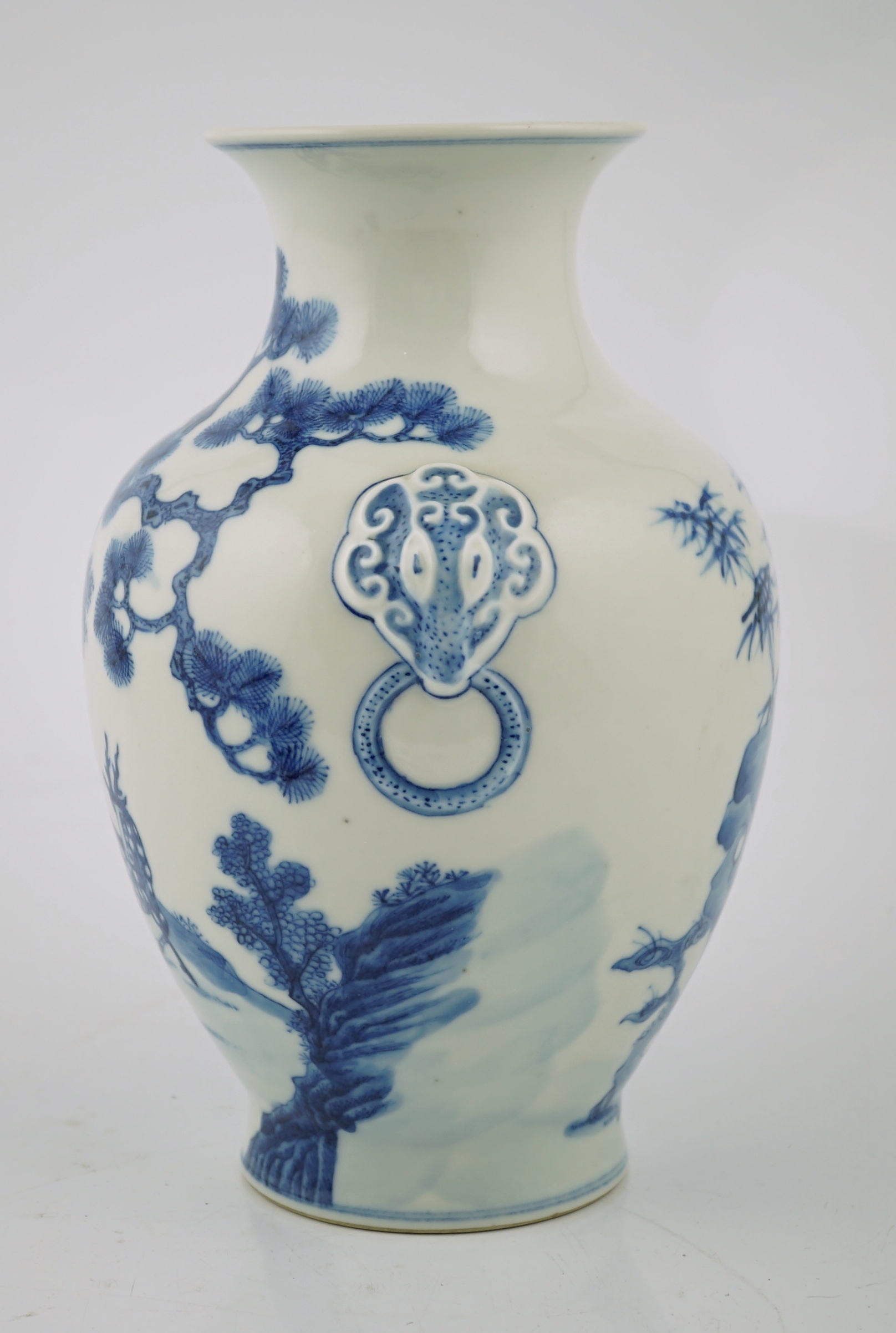 A Chinese blue and white ‘deer and pine’ vase, Qianlong seal mark but Republic period